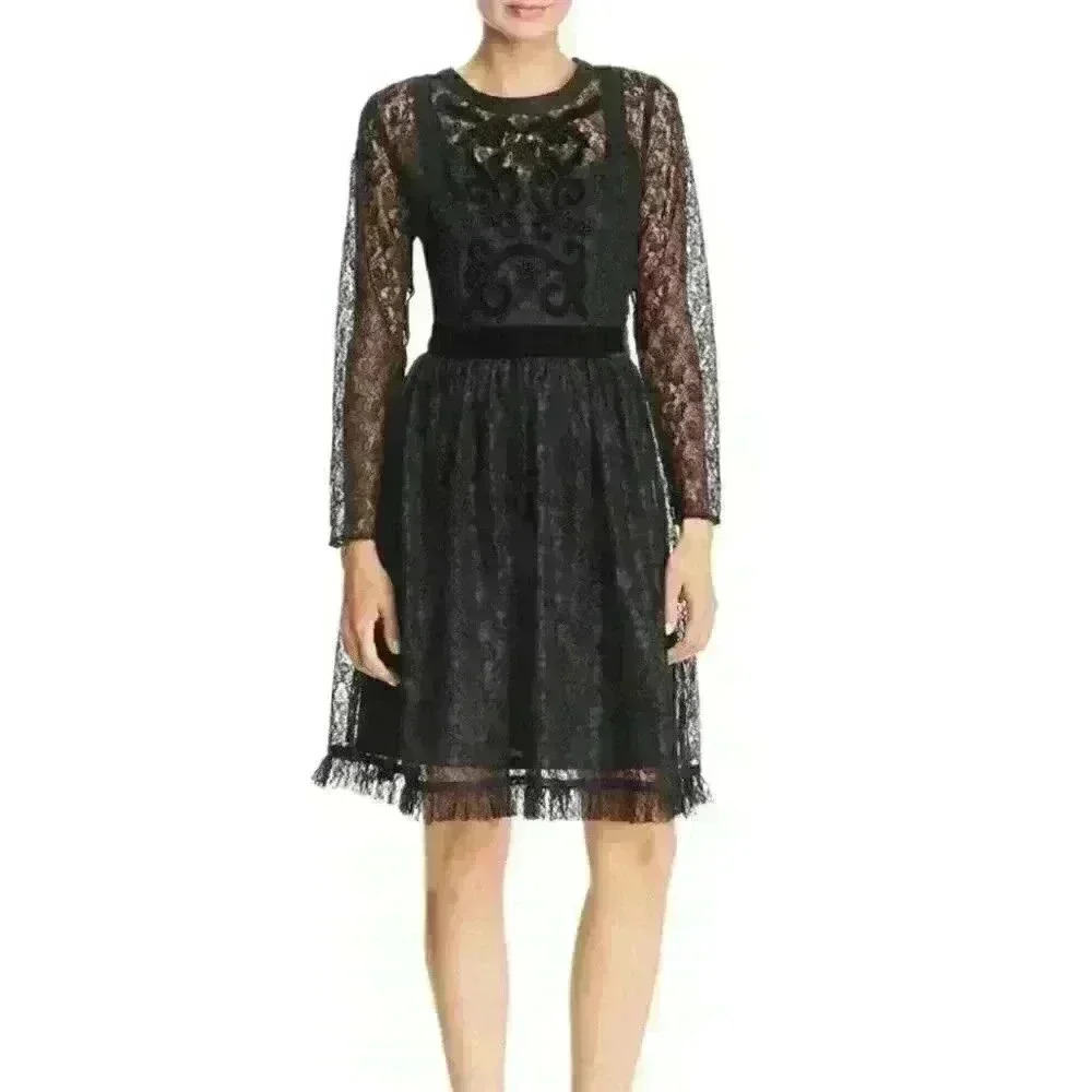 NEW! Nanette Lepore Women’s 2 Velvet Lace Dress NWT $158
